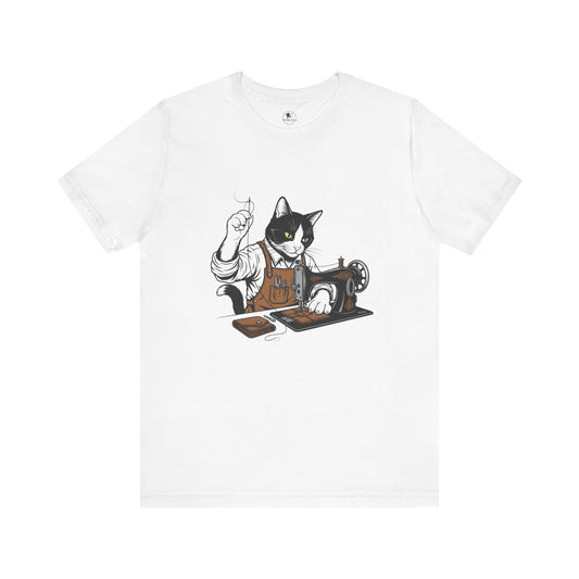 Crafty Cat Sewing Tee - Cute Cat Shirt for Crafters & Sewists, Perfect Gift for Cat Lovers - ArtOm_farm™ LEATHER