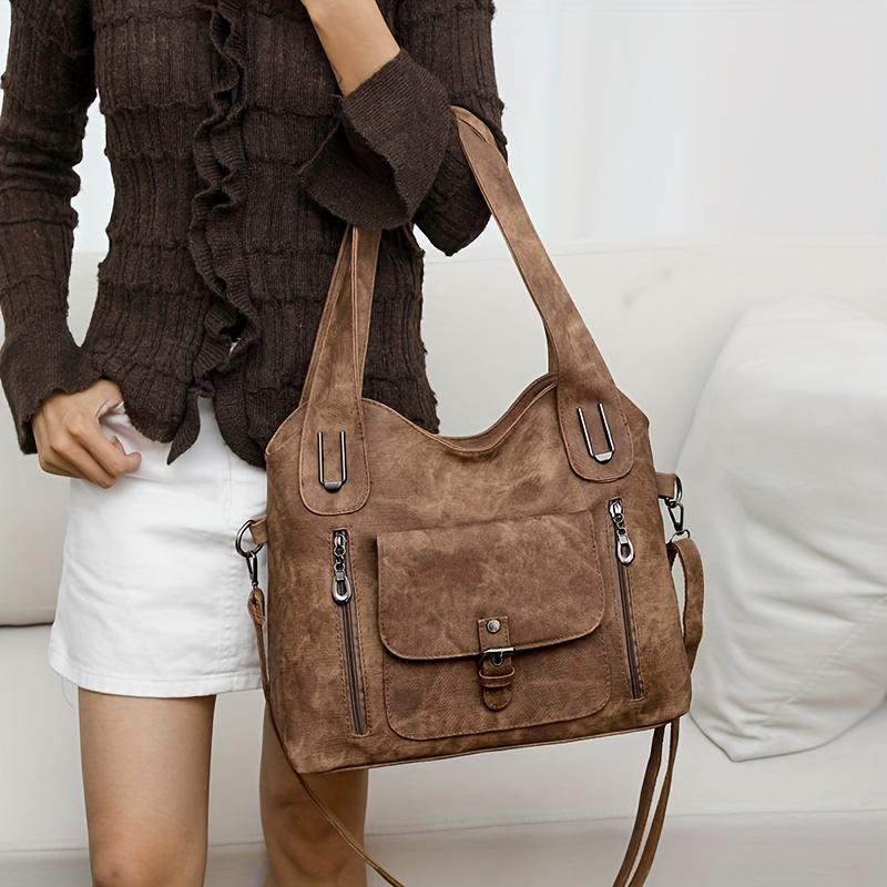 Soft Leather Handbag in Vintage Soft Synthetic Leather Design - ArtOm_farm™ LEATHER 