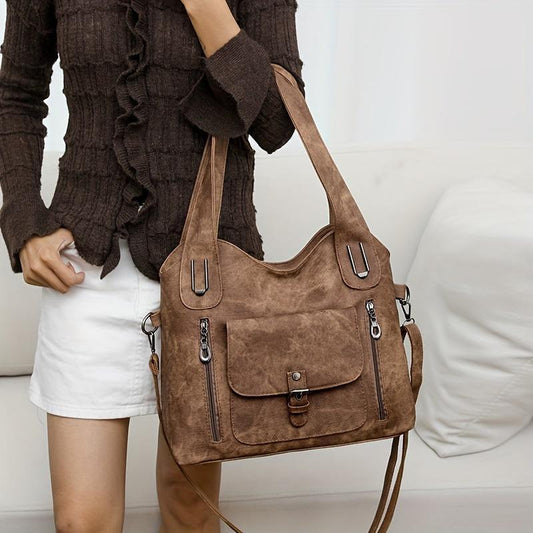 Soft Leather Handbag in Vintage Soft Synthetic Leather Design - ArtOm_farm™ LEATHER 