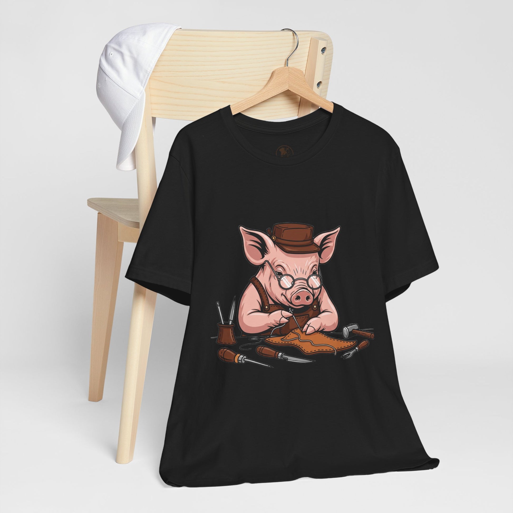Pig Carver Tee - Funny Pig Shirt for Animal Lovers, Unique Crafting Humor Apparel, Perfect Farm Style Gift - ArtOm_farm™ LEATHER 