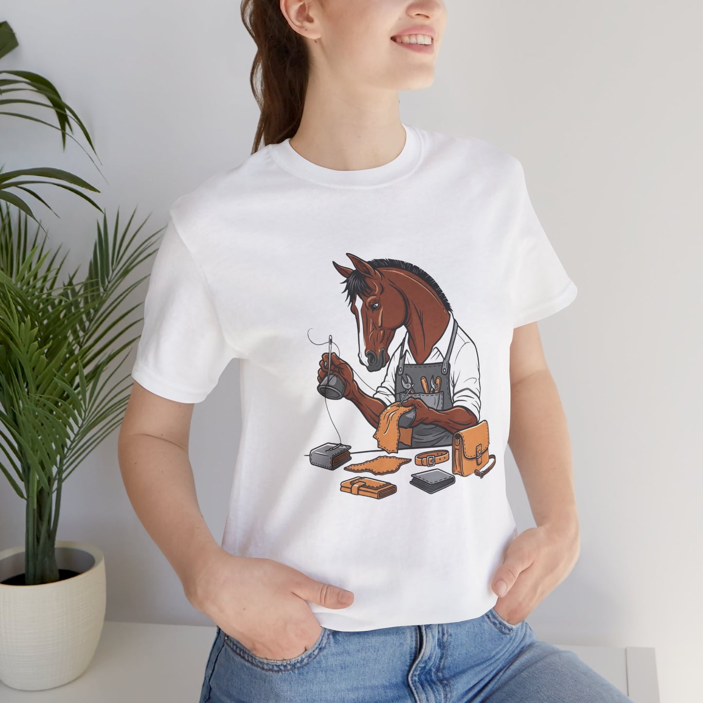 Equestrian Unisex Tee - Funny Horse Shirt for Animal Enthusiasts, Perfect Gift for Horse Lovers - ArtOm_farm™ LEATHER