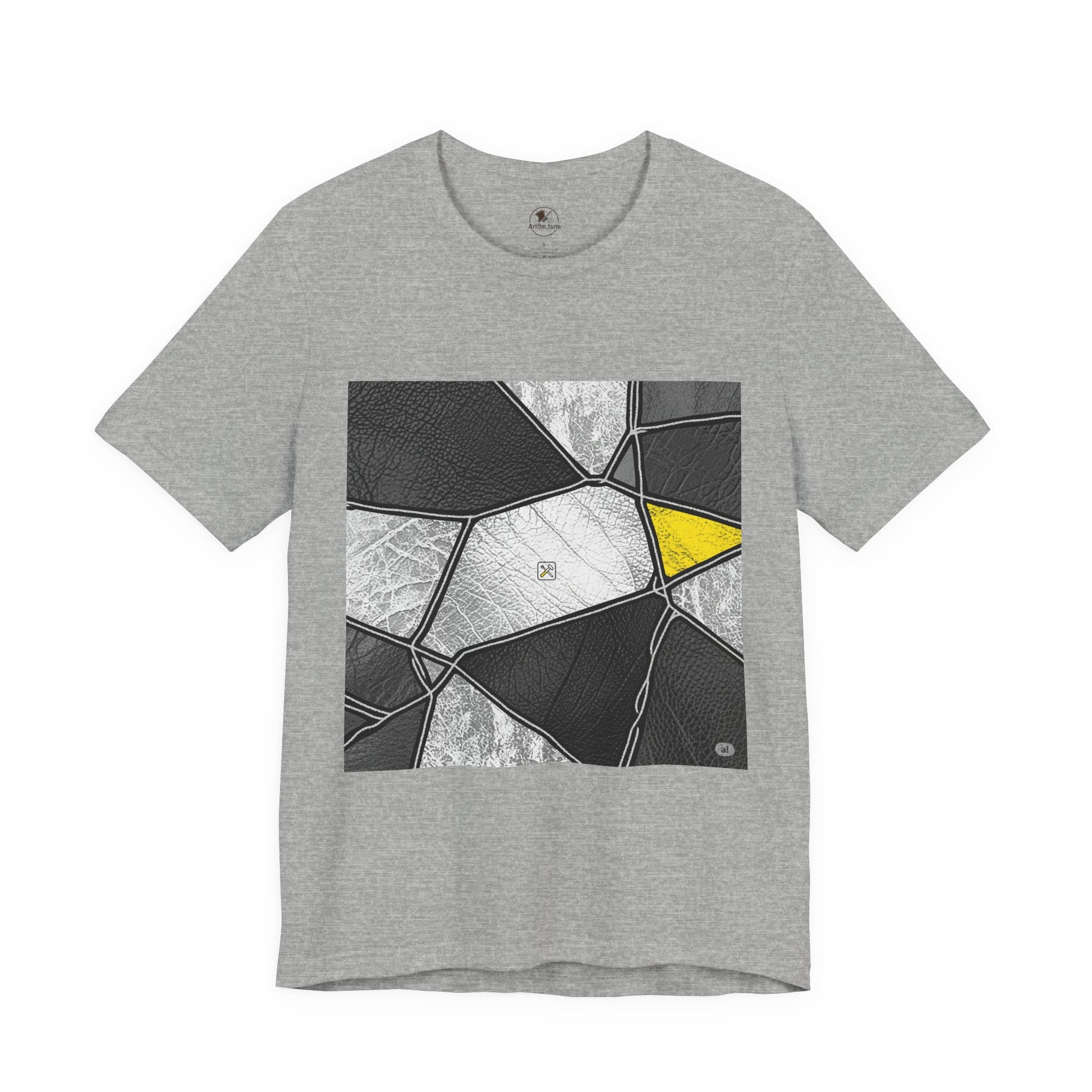 Stylish Geometric Graphic Tee - Modern Art T-Shirt for Casual Wear | Unisex Short Sleeve Shirt, Perfect Gift for Art Lovers and Unique Personal Style - ArtOm_farm™ LEATHER