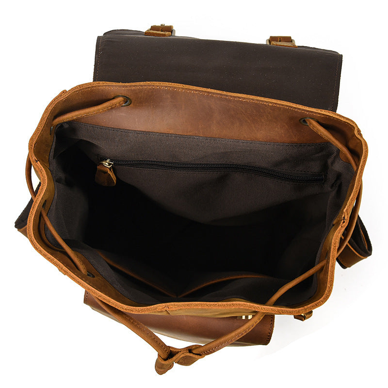 Men's Retro Leather Backpack - Stylish Crazy Horse Leather Design for Casual Use - ArtOm_farm™ LEATHER