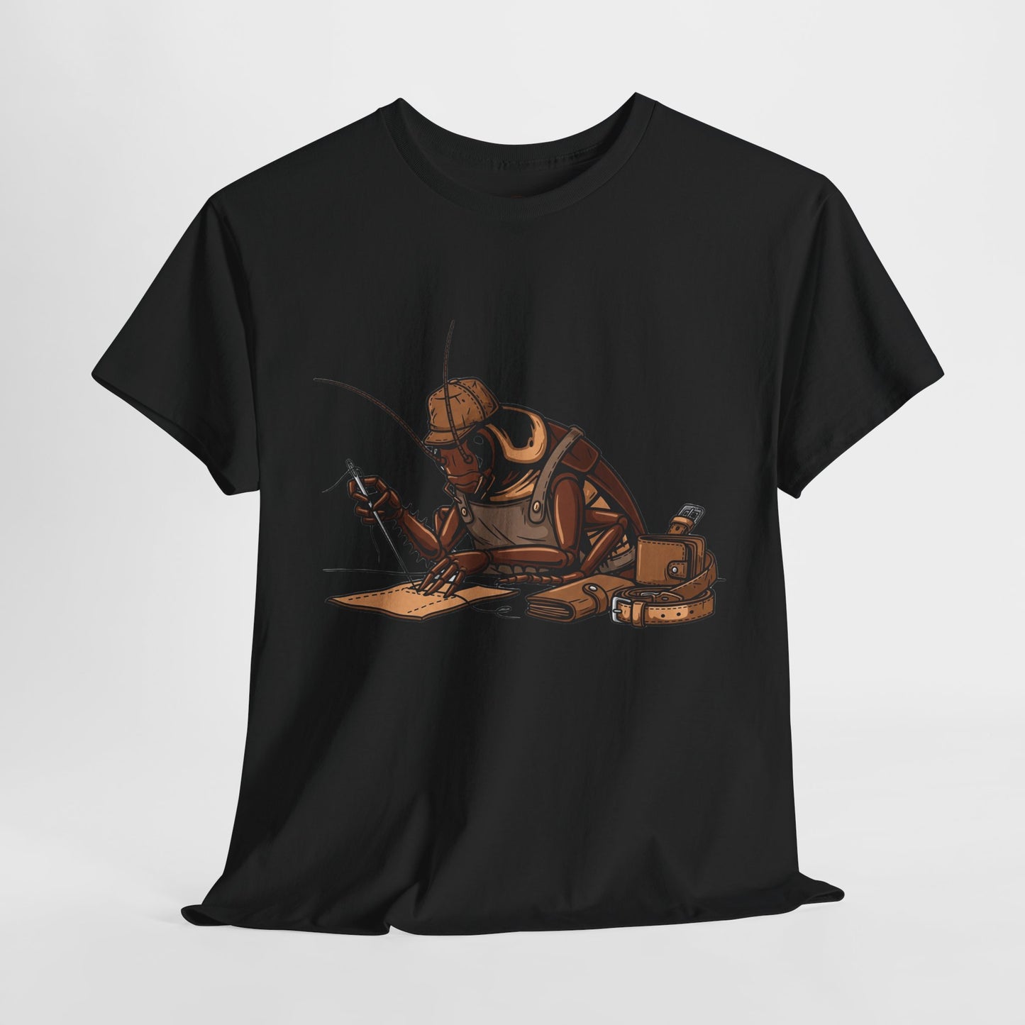 Creative Fishing Tee - Eco-Friendly Fishing Shirt with Cartoon Crab Design, Perfect Gift for Fisherman, Unisex Heavy Cotton Tee - ArtOm_farm™ LEATHER