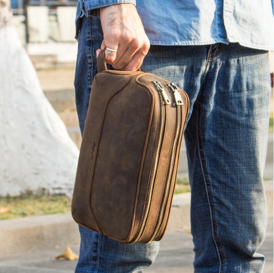Men's Leather Clutch - Genuine Vintage First Layer Leather Wallet - ArtOm_farm™ LEATHER 