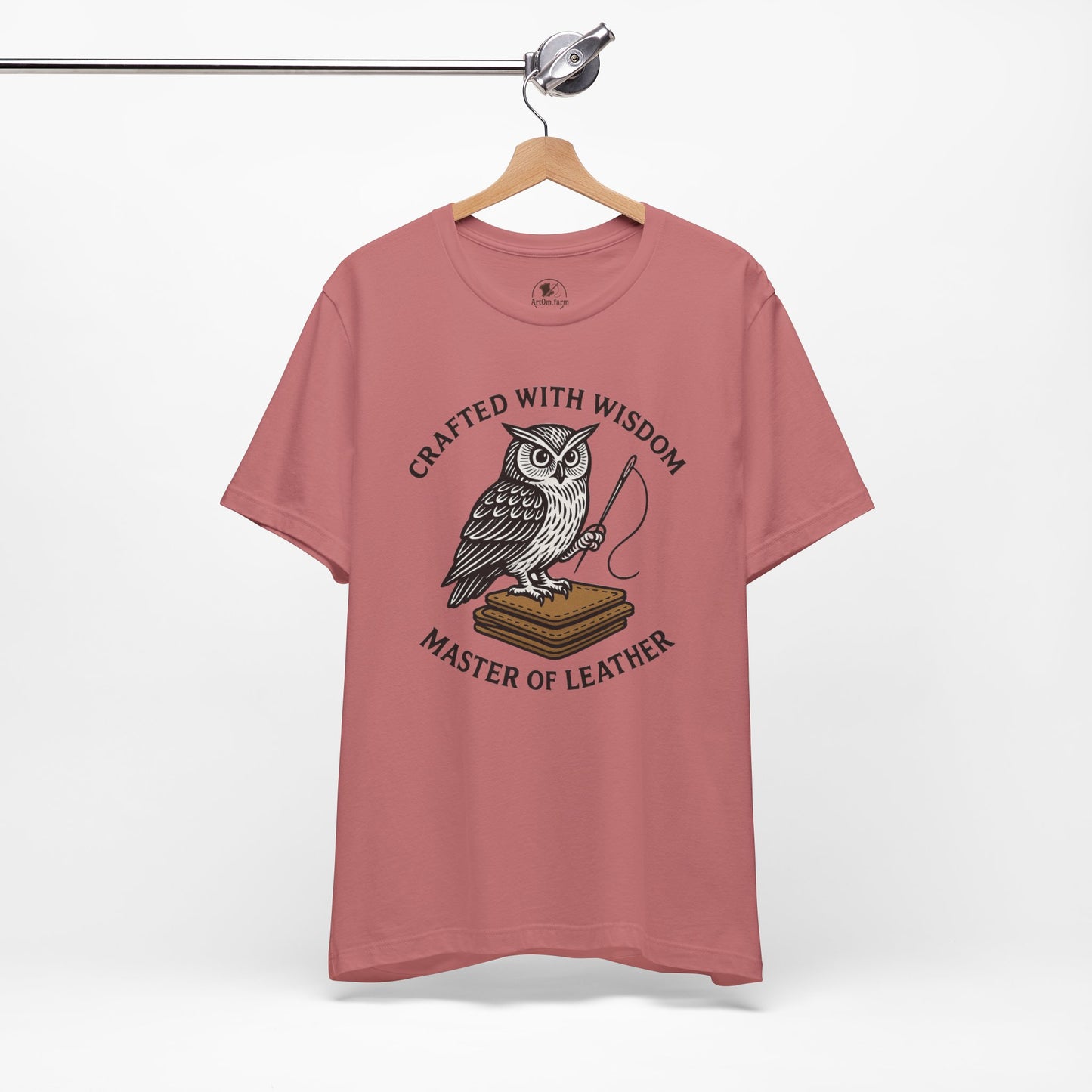 Wise Owl Unisex Tee - Unique Animal Design, Eco-Friendly Apparel for Crafters and Style Enthusiasts - ArtOm_farm™ LEATHER 