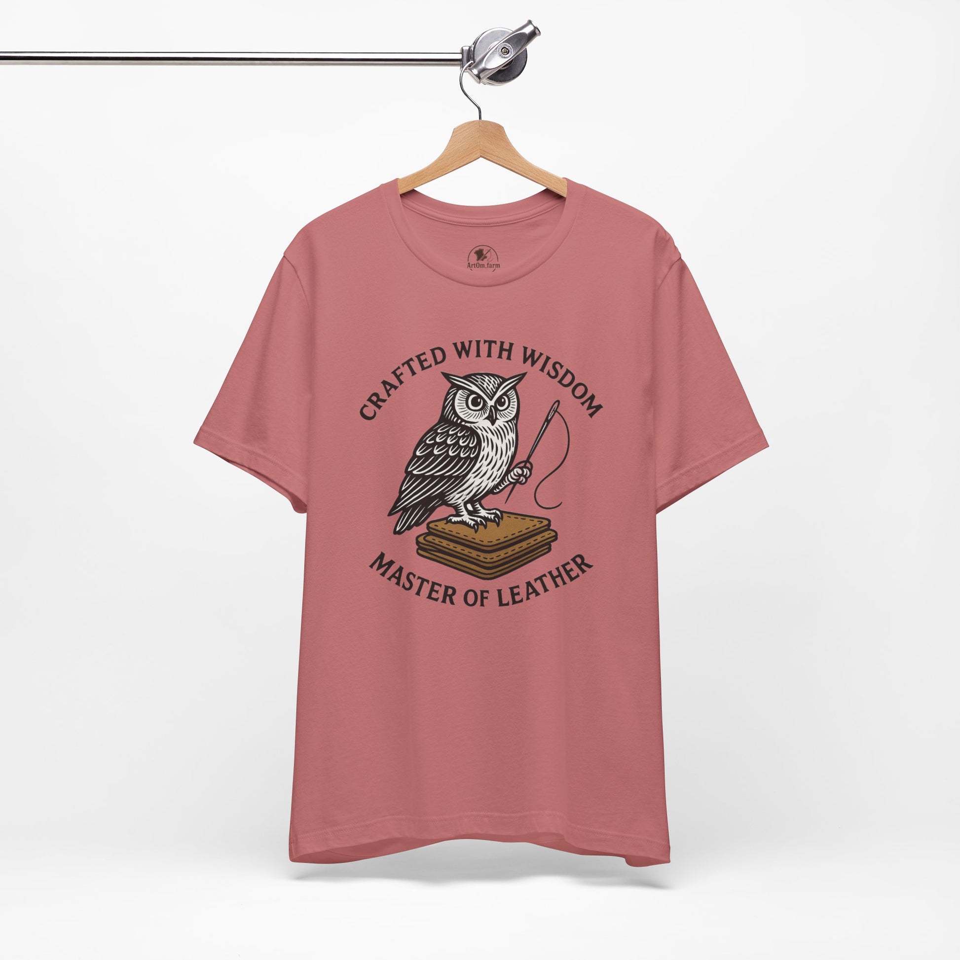 Wise Owl Unisex Tee - Unique Animal Design, Eco-Friendly Apparel for Crafters and Style Enthusiasts - ArtOm_farm™ LEATHER 