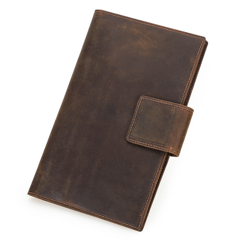 Black Angel Leather Passport Holder with Anti-Loss Alarm Device - Retro Crazy Horse Genuine Leather Travel Bag - ArtOm_farm™ LEATHER 