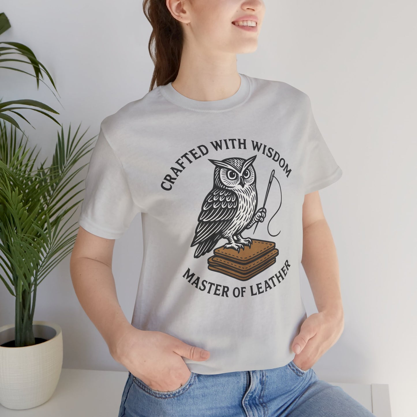 Wise Owl Unisex Tee - Unique Animal Design, Eco-Friendly Apparel for Crafters and Style Enthusiasts - ArtOm_farm™ LEATHER 