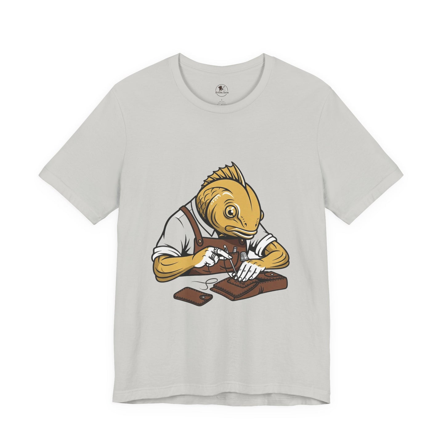 Creative Fish Artist Tee - Unique Graphic Tee for Art Lovers, Eco-Friendly Casual Wear - ArtOm_farm™ LEATHER 