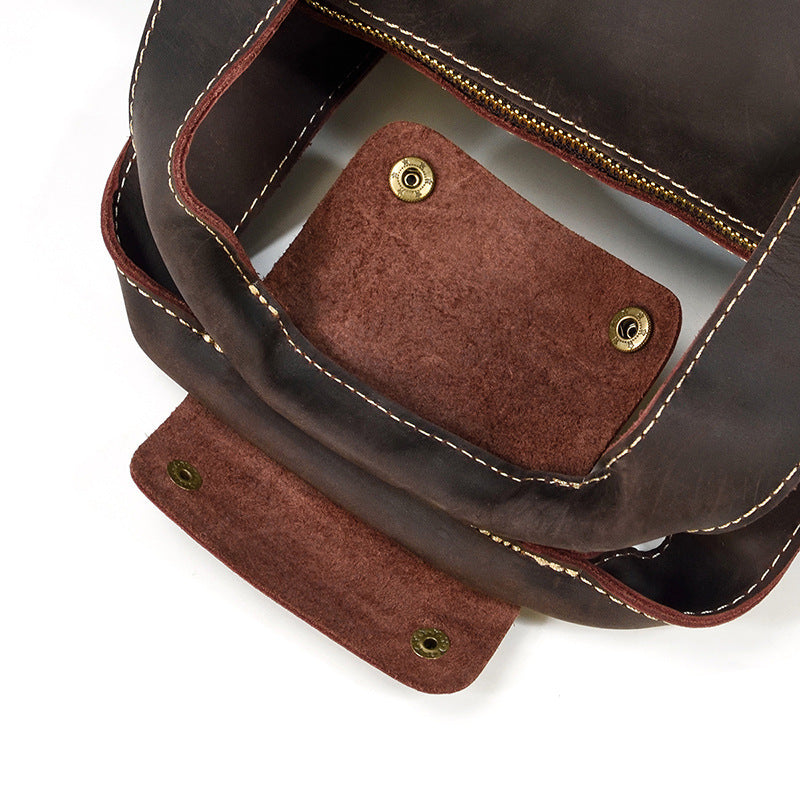 Crazy Horse Leather Crossbody Bag for Outings and Work - ArtOm_farm™ LEATHER 