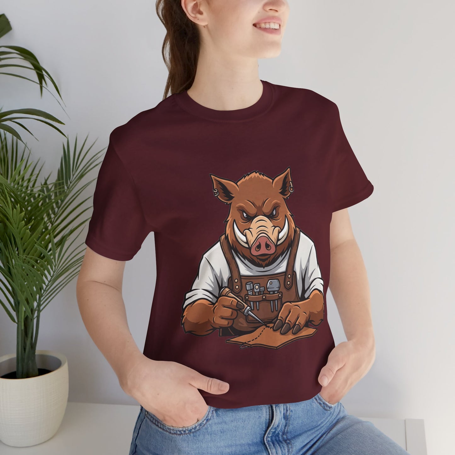 Crafty Pig Graphic Shirt - Fun Unisex Tee for Animal Lovers, Casual Birthday Apparel, and Funny Gift