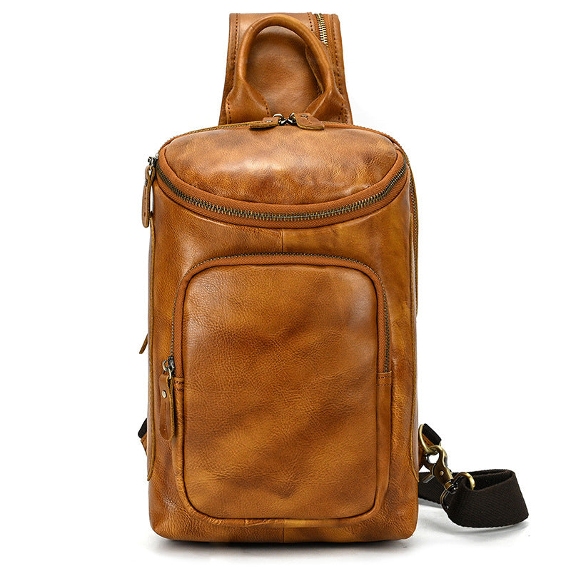 Men's Retro Shoulder Bag - Crazy Horse Skin Shoulder Bag - ArtOm_farm™ LEATHER