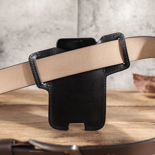 New Crazy Horse Leather Mobile Phone Bag for Outdoor Running - ArtOm_farm™ LEATHER 