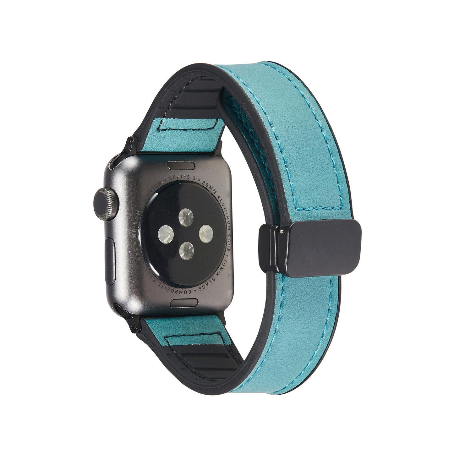 Smartwatch with a turquoise band on a white background