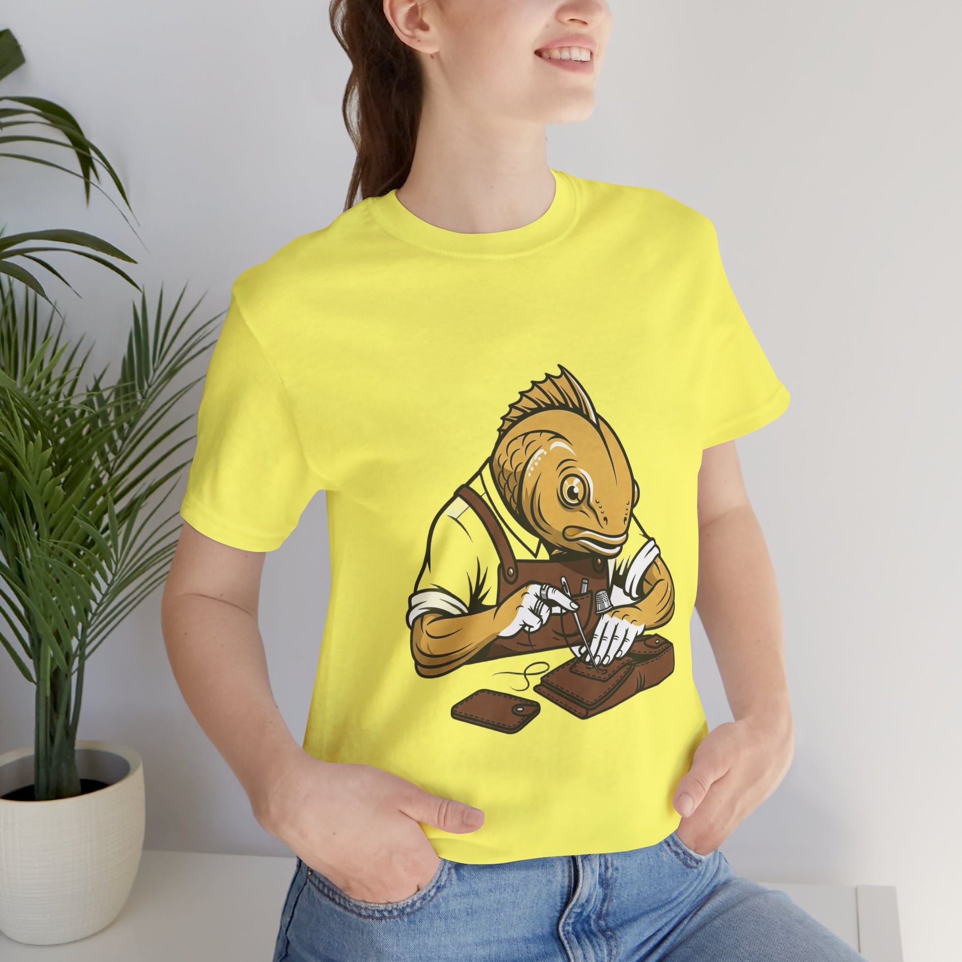 Creative Fish Artist Tee - Unique Graphic Tee for Art Lovers, Eco-Friendly Casual Wear - ArtOm_farm™ LEATHER 