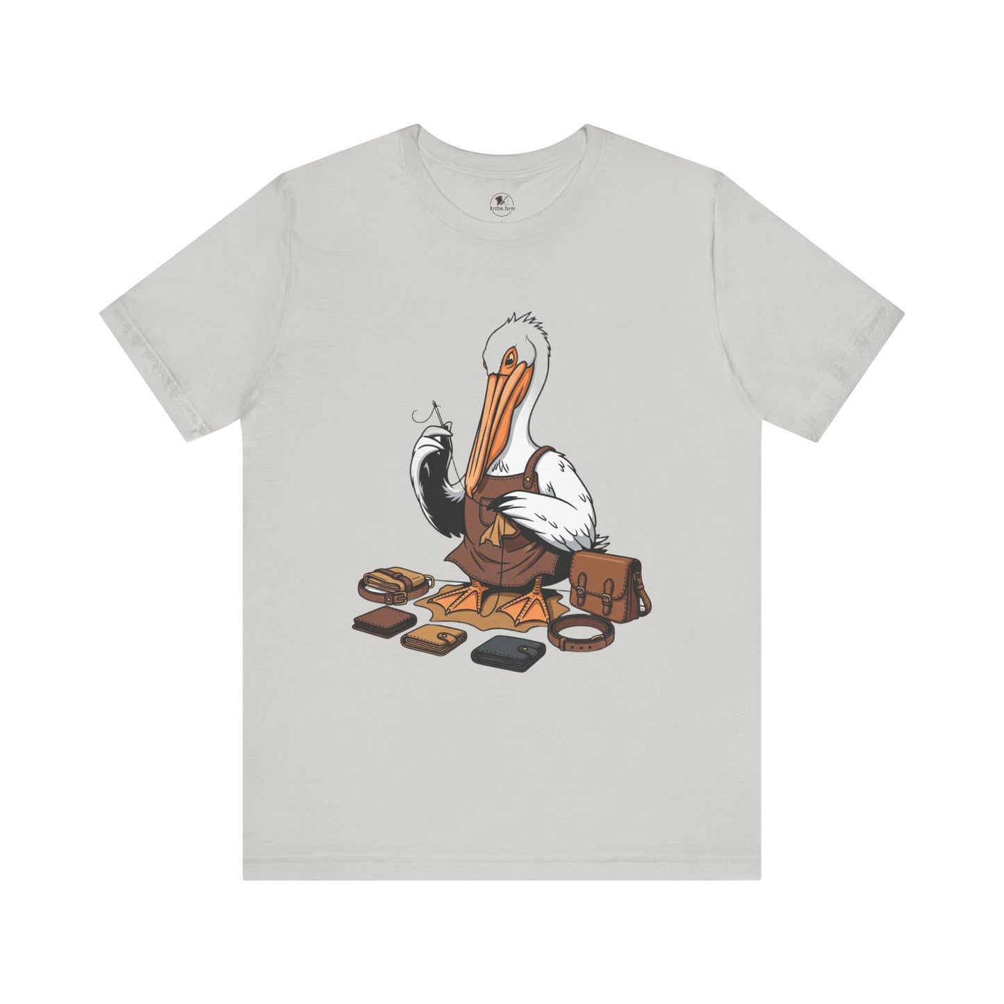 Whimsical Pelican Tee - Fun Beach T-Shirt for Casual Summer Style and Nature Lovers - ArtOm_farm™ LEATHER