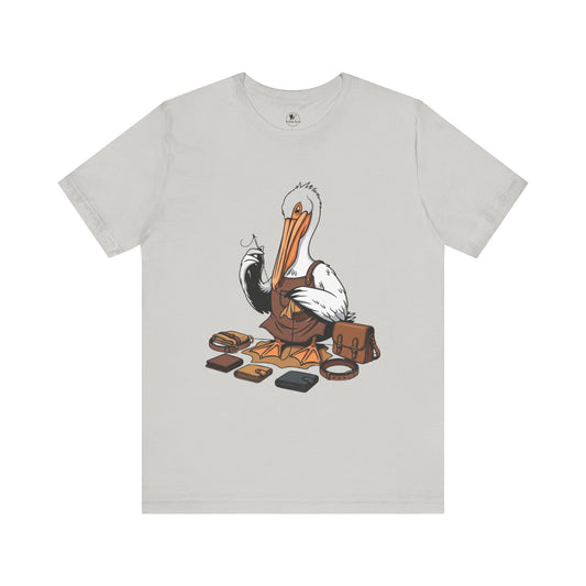 Whimsical Pelican Tee - Fun Beach T-Shirt for Casual Summer Style and Nature Lovers - ArtOm_farm™ LEATHER