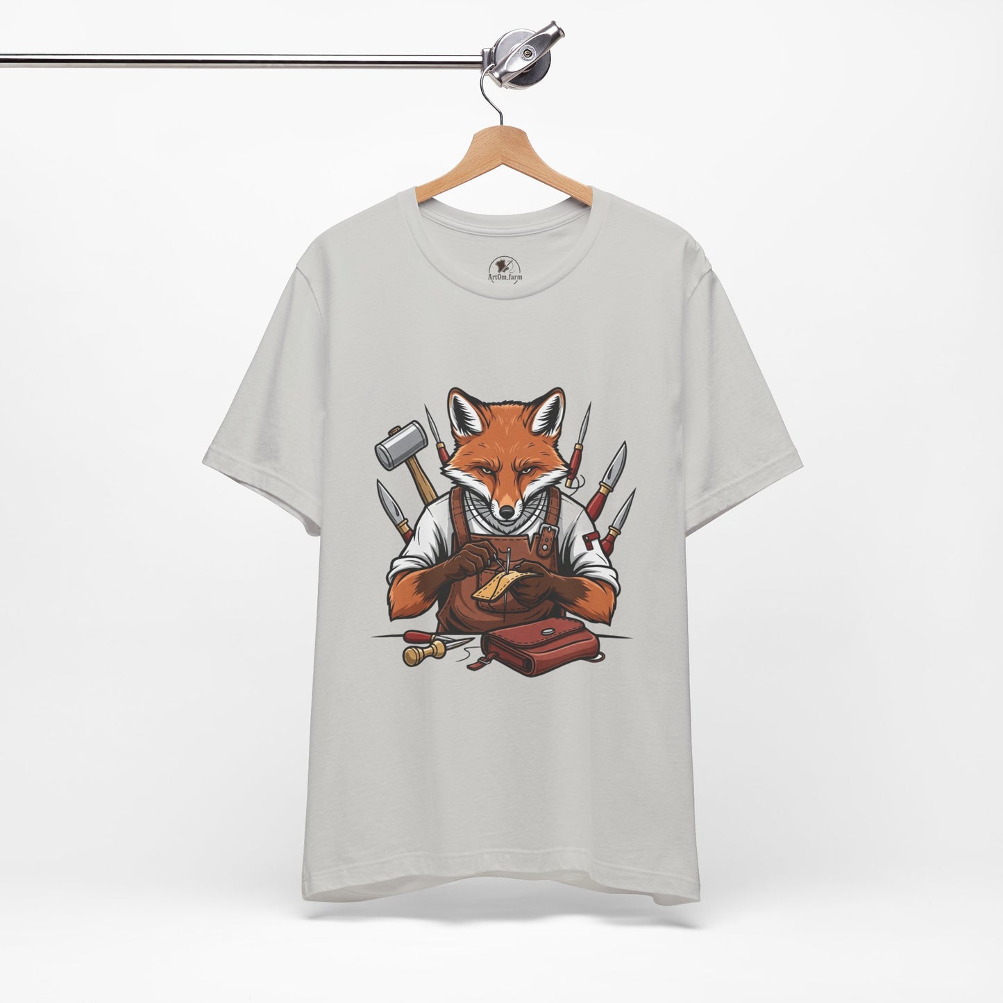Crafty Fox T-Shirt - Funny Artisan Tee for Crafters, Perfect Gift for Art Lovers, Unique Handmade Vibes - ArtOm_farm™ LEATHER 