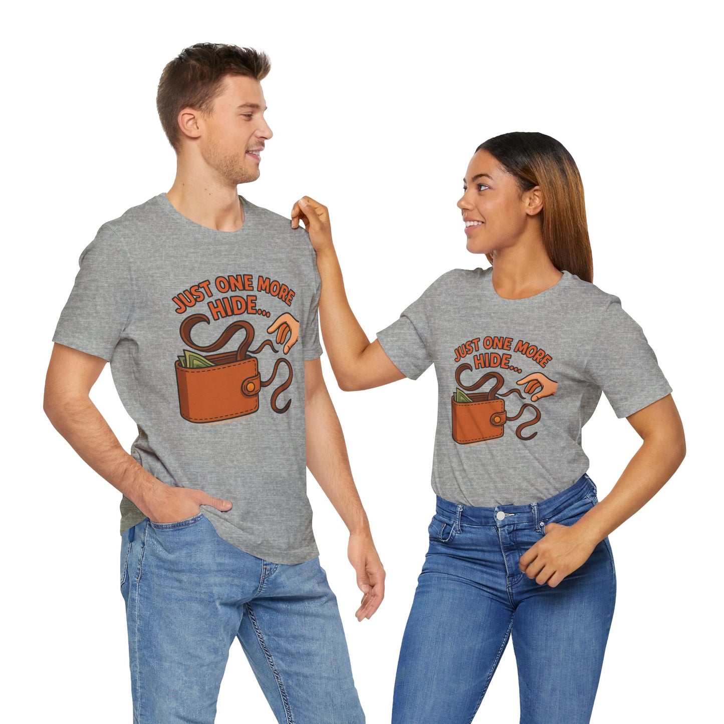 Funny Money Hide T-Shirt - Unisex Jersey Tee for Finance Lovers, Humorous Gift for Casual Wear, Perfect for Birthdays and Holidays