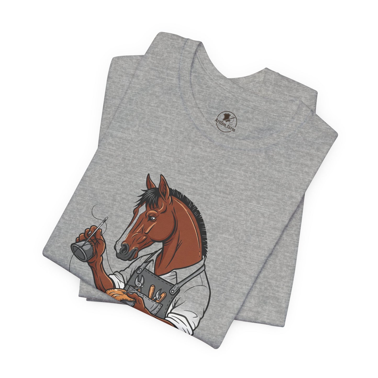 Equestrian Unisex Tee - Funny Horse Shirt for Animal Enthusiasts, Perfect Gift for Horse Lovers - ArtOm_farm™ LEATHER 