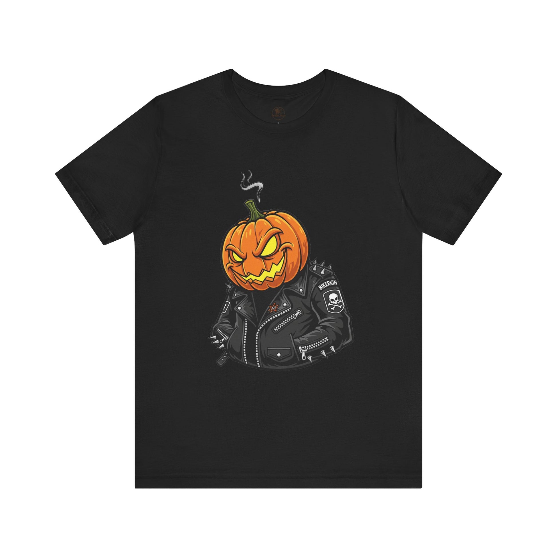 Pumpkin Punk T-Shirt - Edgy Halloween Graphic Tee for Unisex Style at Autumn Parties - ArtOm_farm™ LEATHER 