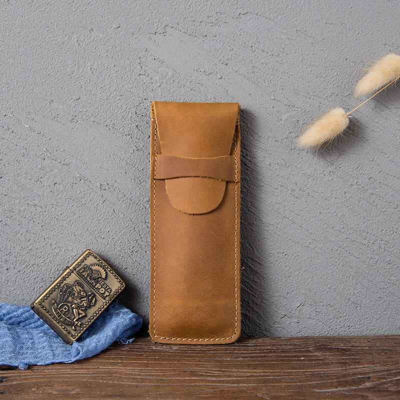 Unisex Retro Leather Pencil Case - Creative Fashion Multifunctional Design