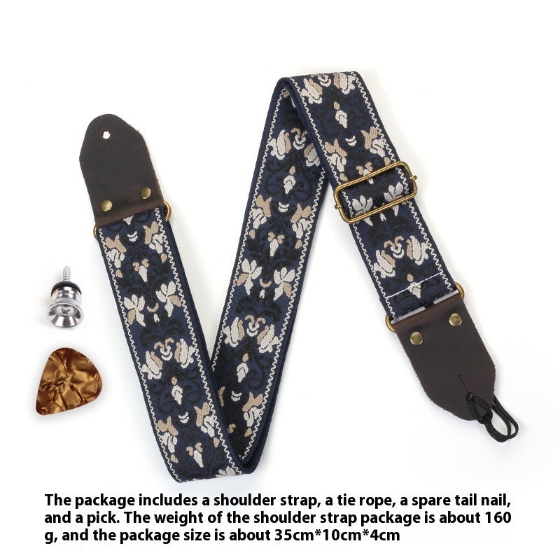 Creative Crazy Horse Leather Guitar Strap with Premium Embroidery Design - ArtOm_farm™ LEATHER 