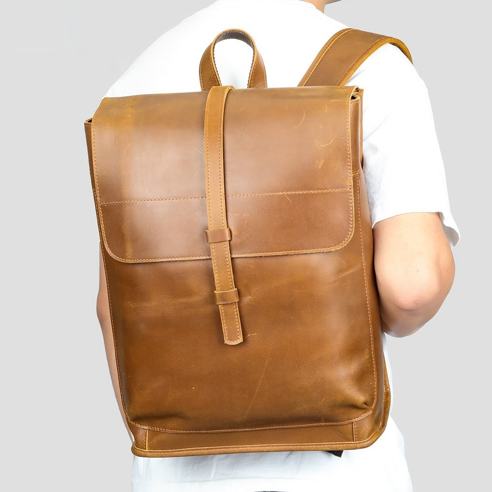 Leather Travel Backpack - Large Capacity Horse Leather Outdoor Bag for Leisure and Laptop Travel - ArtOm_farm™ LEATHER 