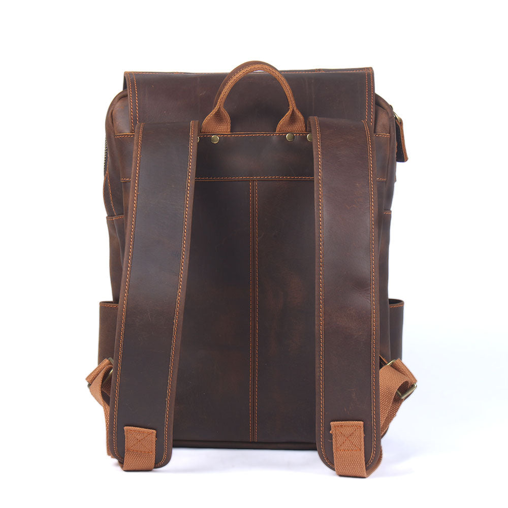 Vintage Leather Backpack - Large Capacity Crazy Horse Leather Backpack - ArtOm_farm™ LEATHER