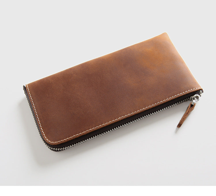 Men's Genuine Leather Wallet Crazy Horse Skin Ultra Thin Handmade Mini Change Wrap Coat Cowhide - ArtOm_farm™ LEATHER 