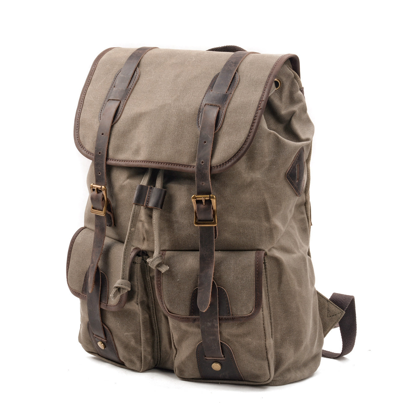 Travel Backpack Leather with Canvas Stitching and Crazy Horse Leather - ArtOm_farm™ LEATHER 
