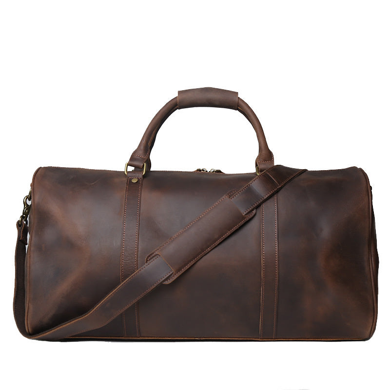 Retro Leather Travel Bag - Crazy Horse Leather Wear Trolley Case for Large Capacity Travel - ArtOm_farm™ LEATHER