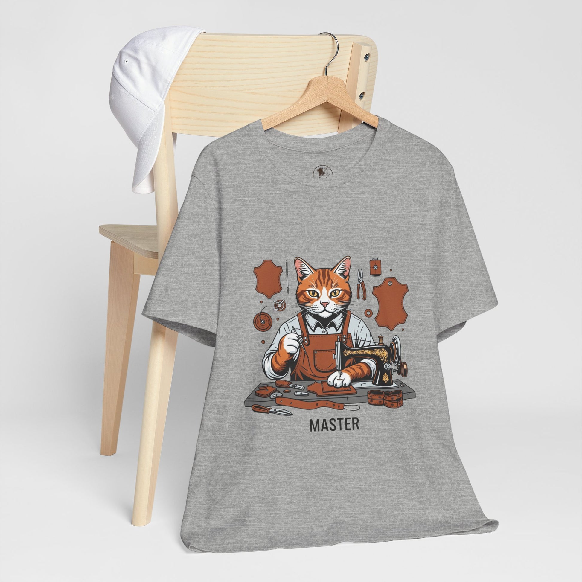 Crafty Cat Master Tee - Funny Cat Shirt for Unisex Pet Lovers, Unique Cat Apparel Gift for Cat Owners - ArtOm_farm™ LEATHER 