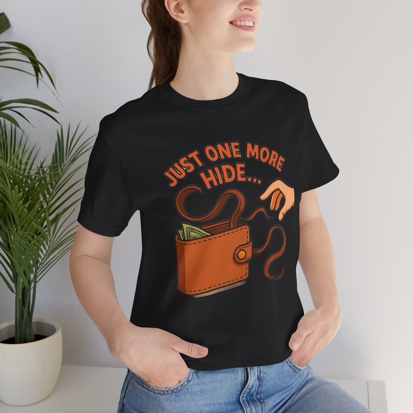 Funny Money Hide T-Shirt - Unisex Jersey Tee for Finance Lovers, Humorous Gift for Casual Wear, Perfect for Birthdays and Holidays - ArtOm_farm™ LEATHER 
