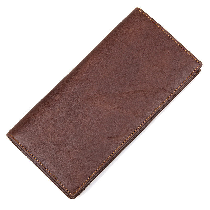 Men's Vintage Leather Wallet - Crazy Horse Leather Long Vertical Design - ArtOm_farm™ LEATHER 