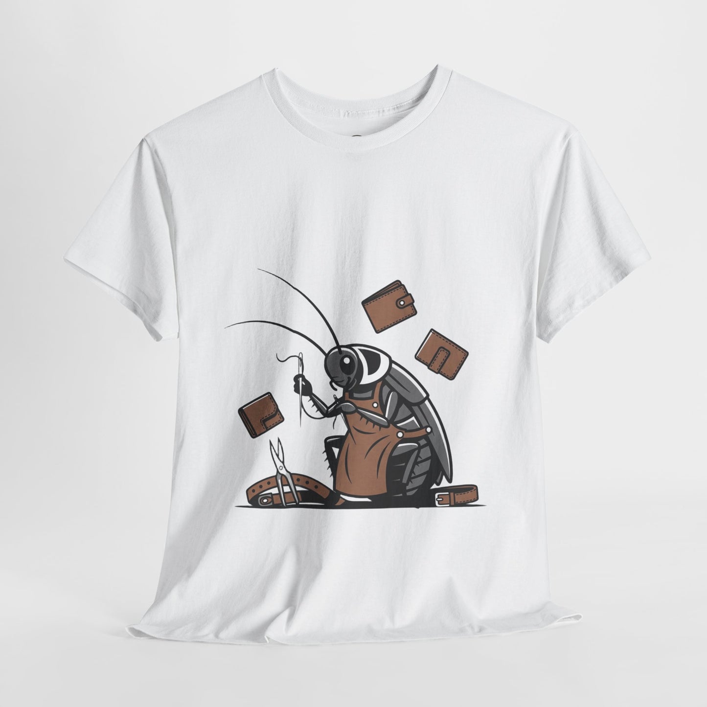 Cockroach Baker Unisex Heavy Cotton Tee - Funny Graphic Tee for Animal Lovers and Home Cooks, Unique Gift Idea - ArtOm_farm™ LEATHER