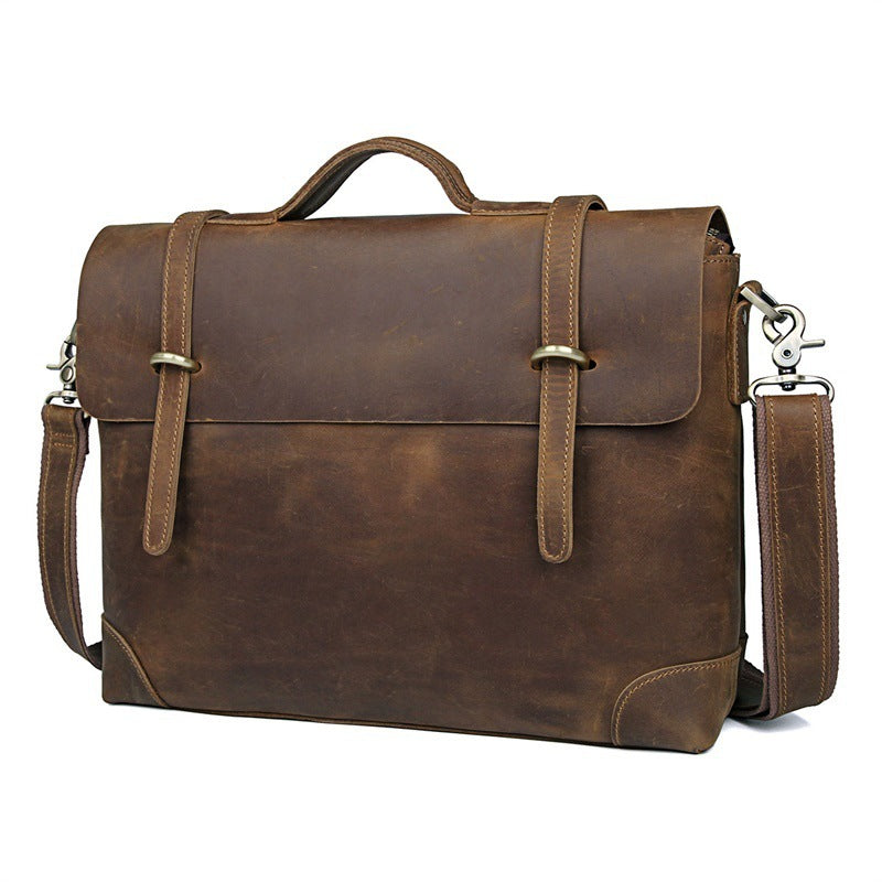 Crazy Horse Leather Large-Capacity Laptop Bag for Professionals - ArtOm_farm™ LEATHER