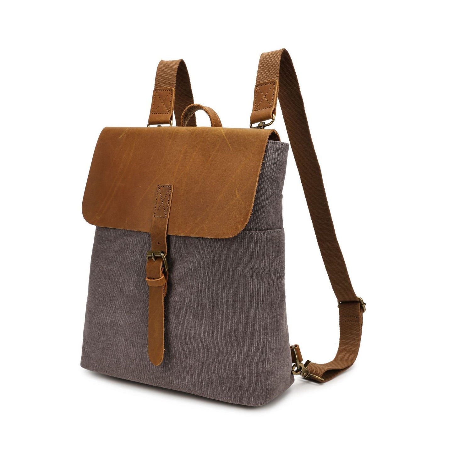 Crazy Horse Leather Backpack for Casual Students - Minimalist Design - ArtOm_farm™ LEATHER 