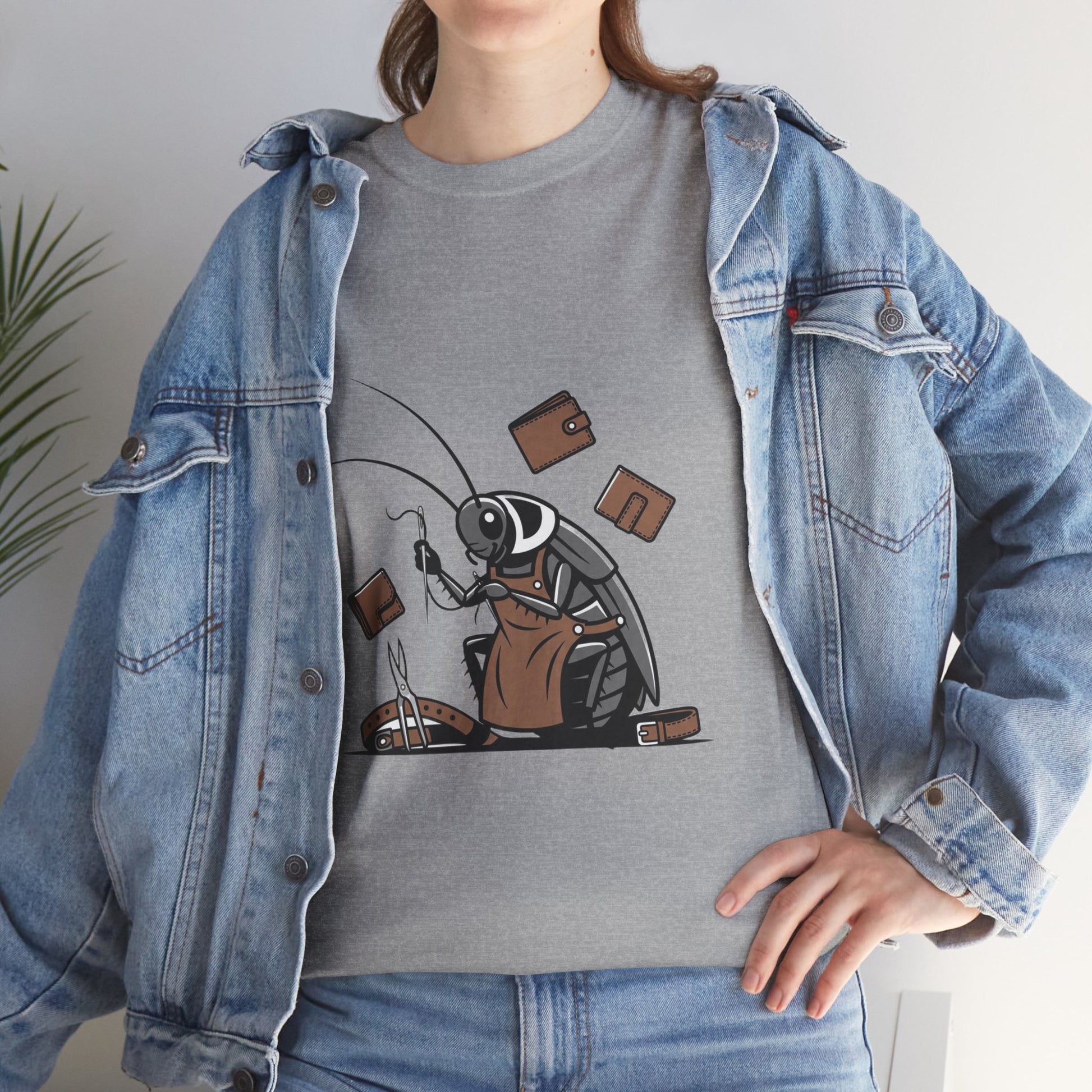 Cockroach Baker Unisex Heavy Cotton Tee - Funny Graphic Tee for Animal Lovers, Perfect Gift for Home Cooks - ArtOm_farm™ LEATHER 