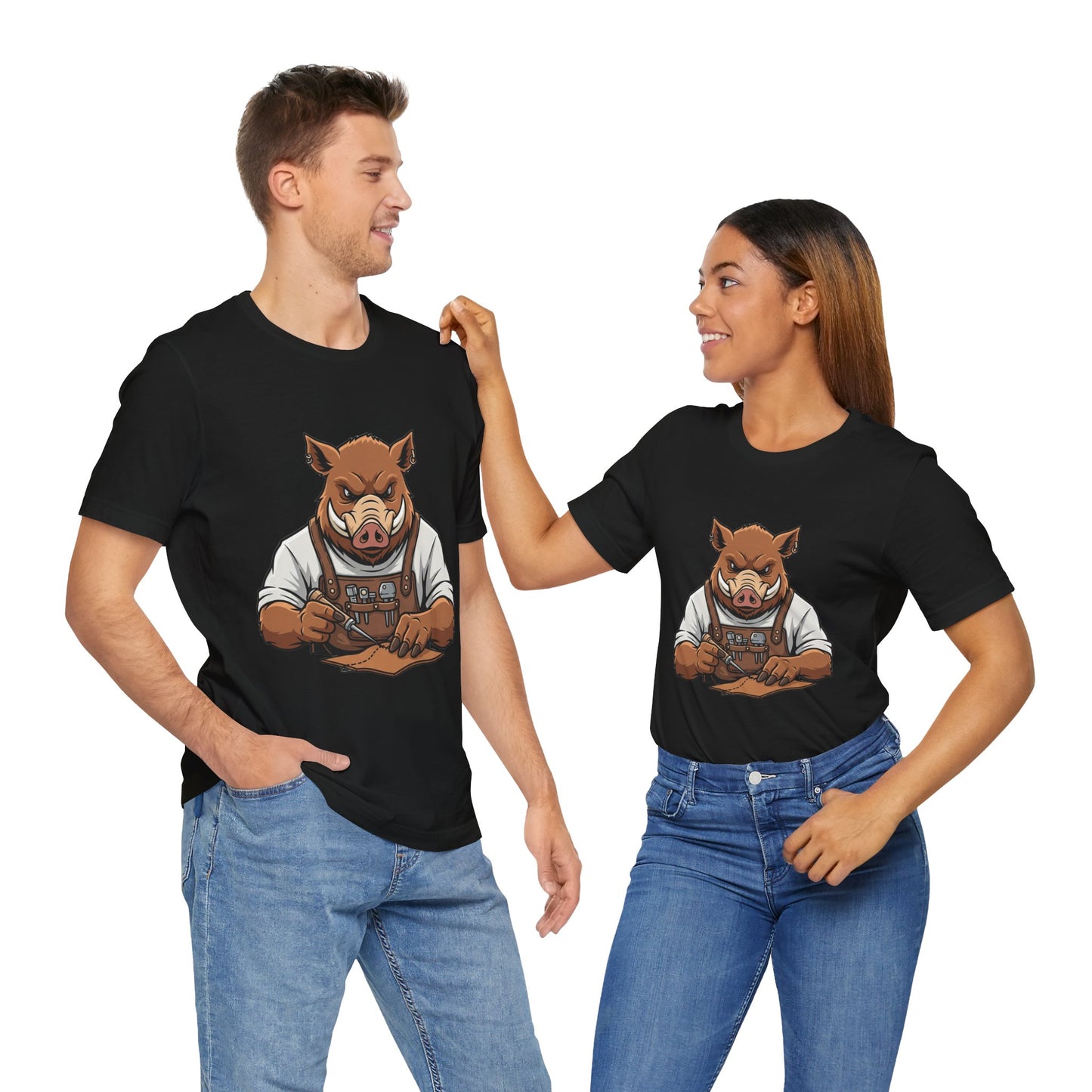 Crafty Pig Graphic Shirt - Fun Unisex Tee for Animal Lovers, Casual Birthday Apparel, and Funny Gift - ArtOm_farm™ LEATHER 
