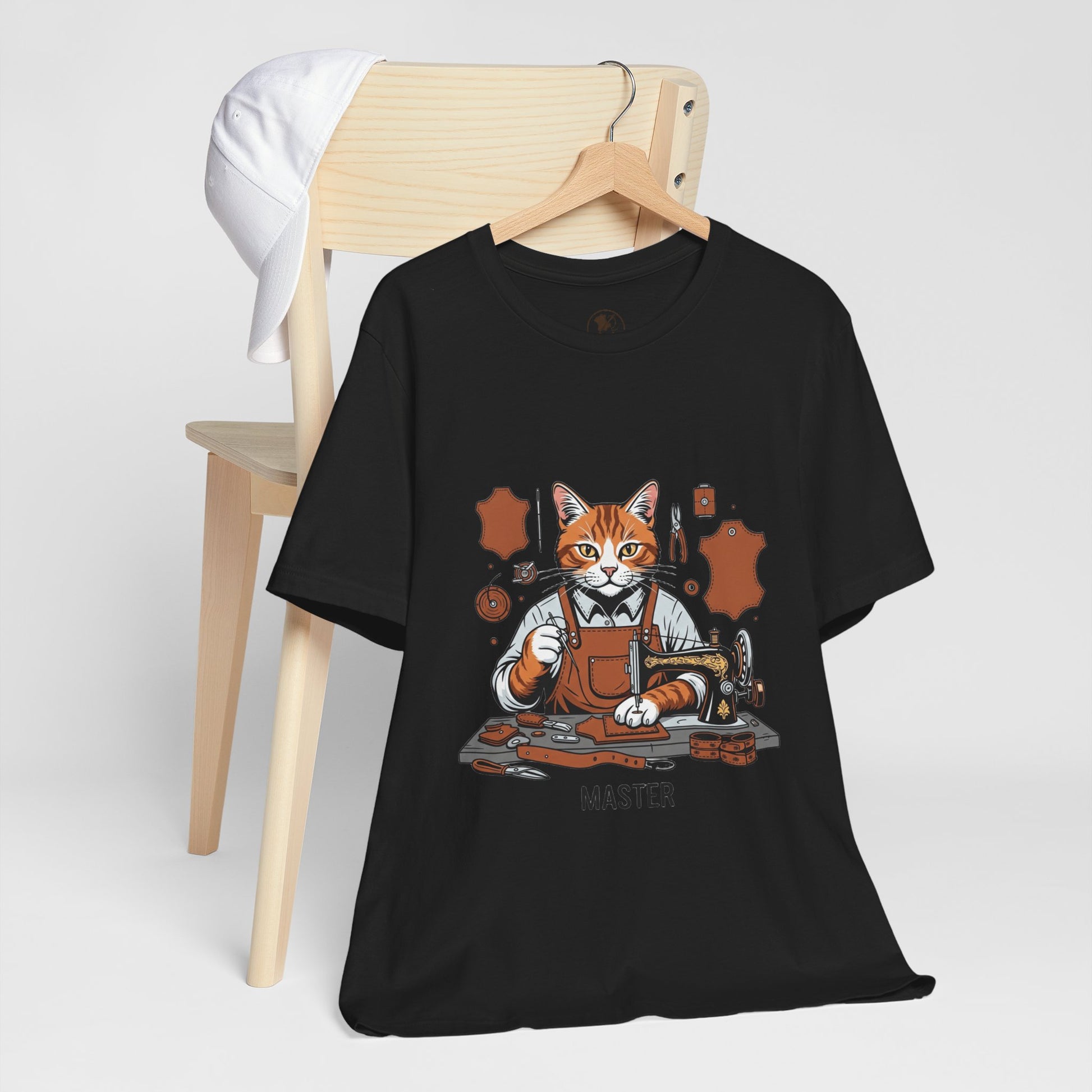 Crafty Cat Master Tee - Funny Cat Shirt for Unisex Pet Lovers, Unique Cat Apparel Gift for Cat Owners - ArtOm_farm™ LEATHER 