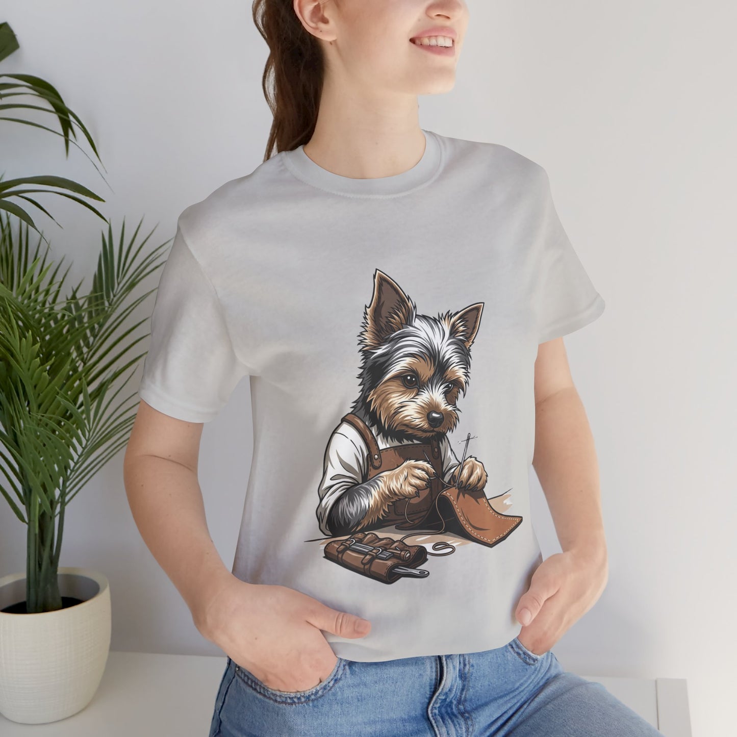 Crafty Canine T-Shirt, Funny Dog Lover Gift, Cute Animal Tee for Pet Owners, Casual Wear for Artisan Friends - ArtOm_farm™ LEATHER 