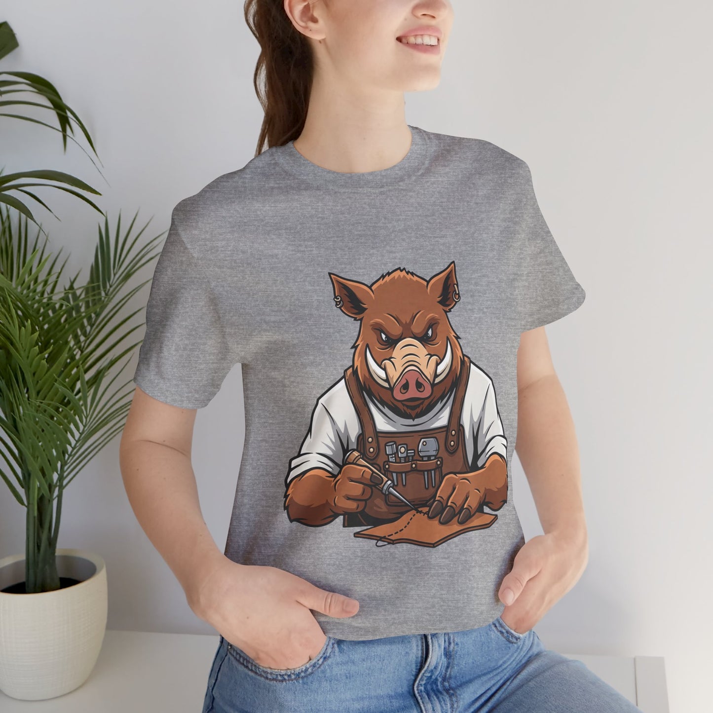 Crafty Pig Graphic Shirt - Fun Unisex Tee for Animal Lovers, Casual Birthday Apparel, and Funny Gift - ArtOm_farm™ LEATHER 