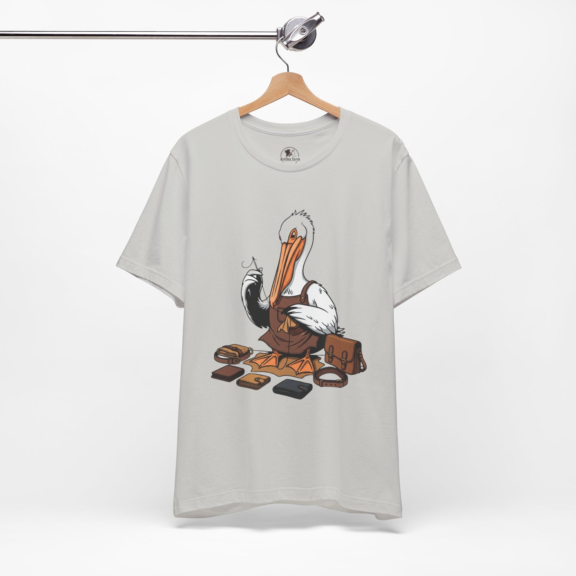 Whimsical Pelican Tee - Fun Beach T-Shirt for Casual Summer Style and Nature Lovers - ArtOm_farm™ LEATHER