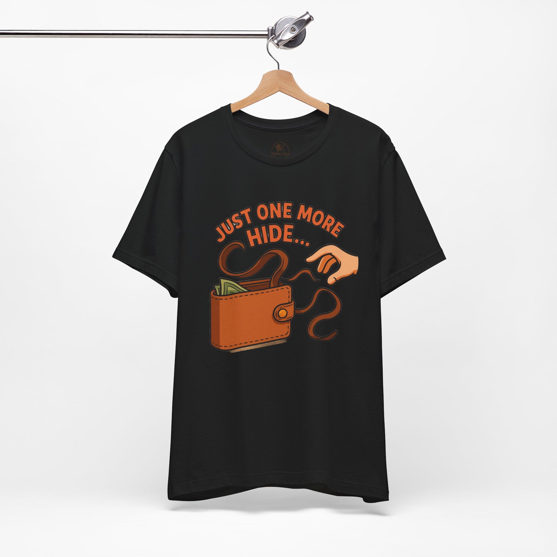 Funny Money Hide T-Shirt - Unisex Jersey Tee for Finance Lovers, Humorous Gift for Casual Wear, Perfect for Birthdays and Holidays - ArtOm_farm™ LEATHER 