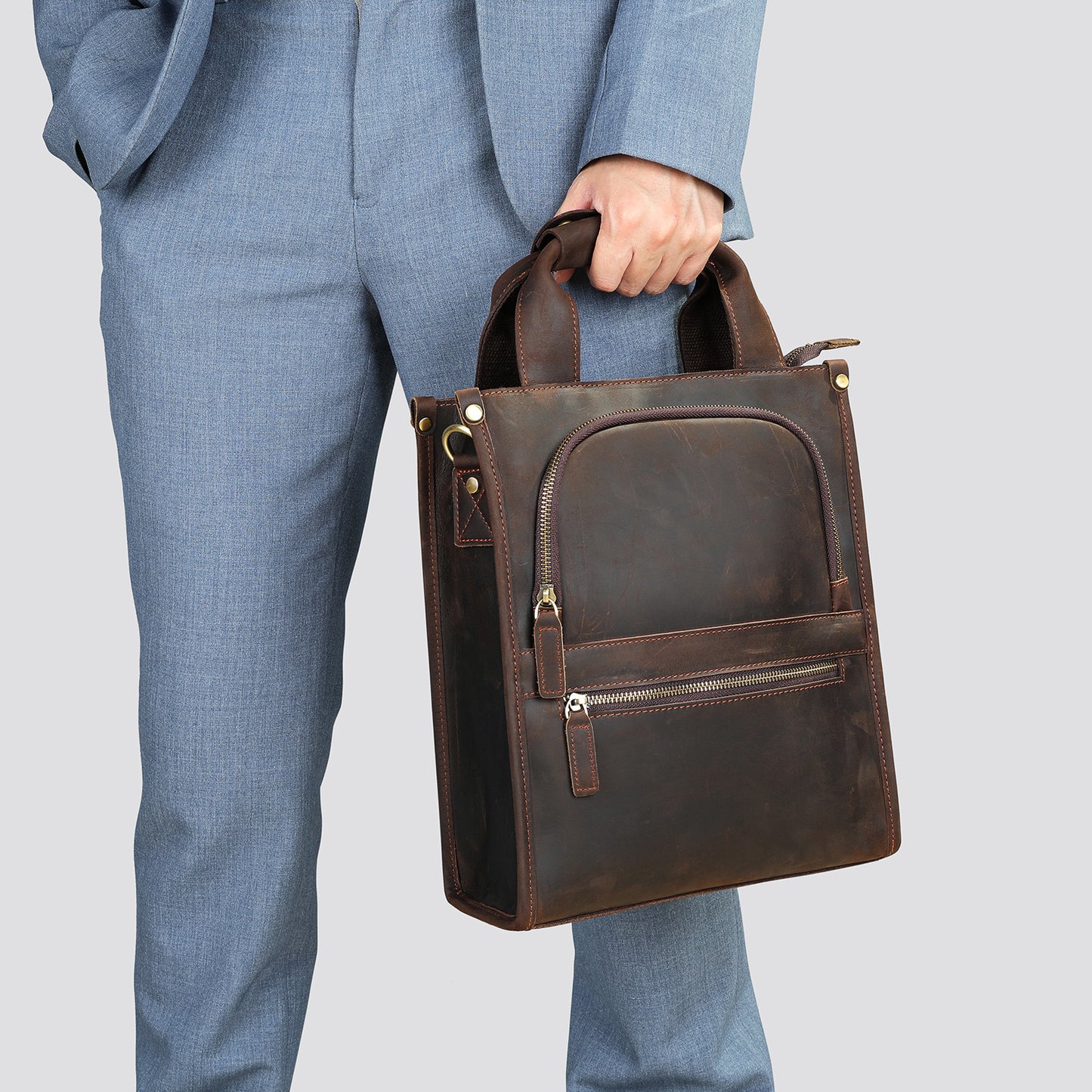 Genuine Leather Backpack - High-Grade Crazy Horse Leather Crossbody Bag - ArtOm_farm™ LEATHER