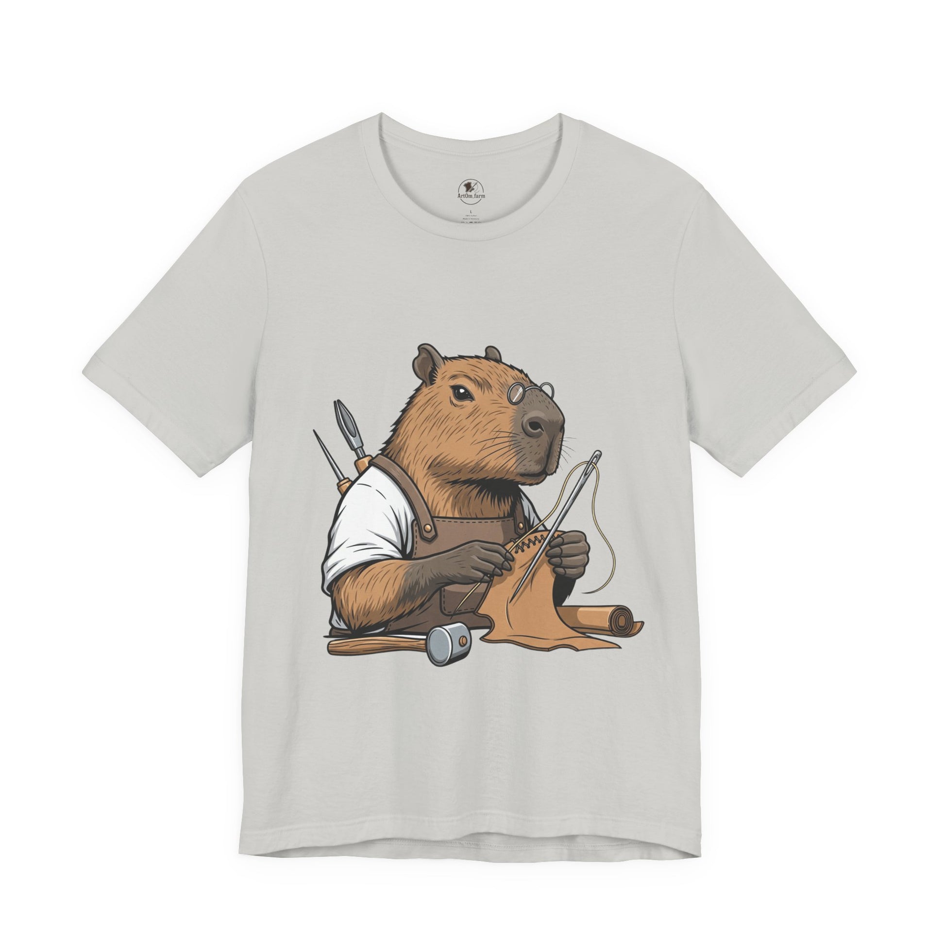 Crafty Beaver T-Shirt - Cute Animal Graphic Tee for Nature Lovers, Eco-Friendly Casual Wear - ArtOm_farm™ LEATHER 