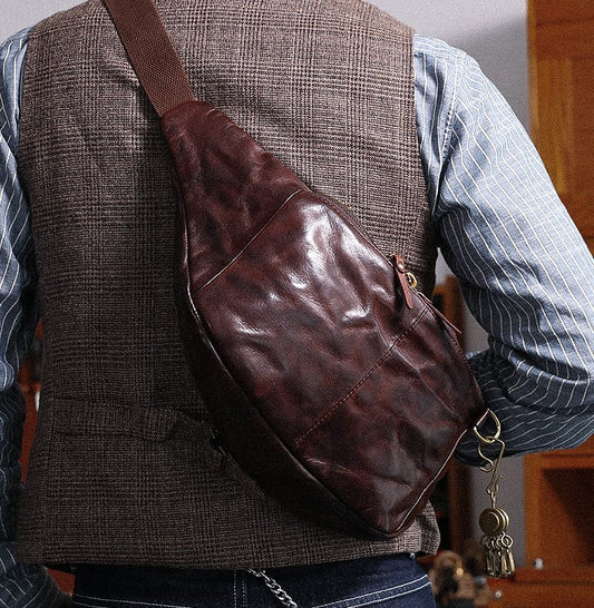 Leather Vintage Crossbody Bag - Plant-Tanned Cow Leather Design - ArtOm_farm™ LEATHER 