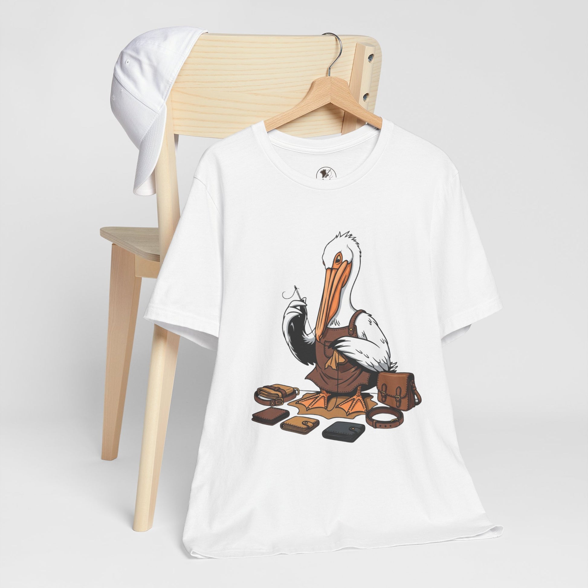 Whimsical Pelican Tee - Fun Beach T-Shirt for Casual Summer Style and Nature Lovers - ArtOm_farm™ LEATHER